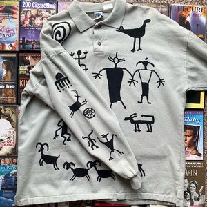 Vintage WEK Southwest Printed Long Sleeve Shirt W/ Collar